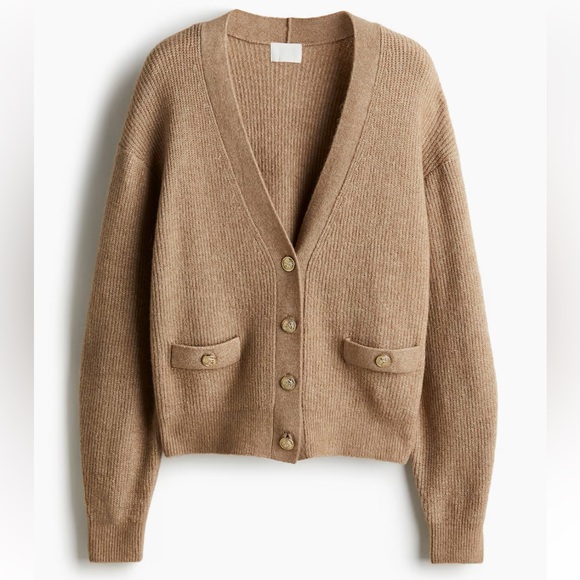 H&M Sweaters - H&M Tan Cardigan with Gold Buttons Small
